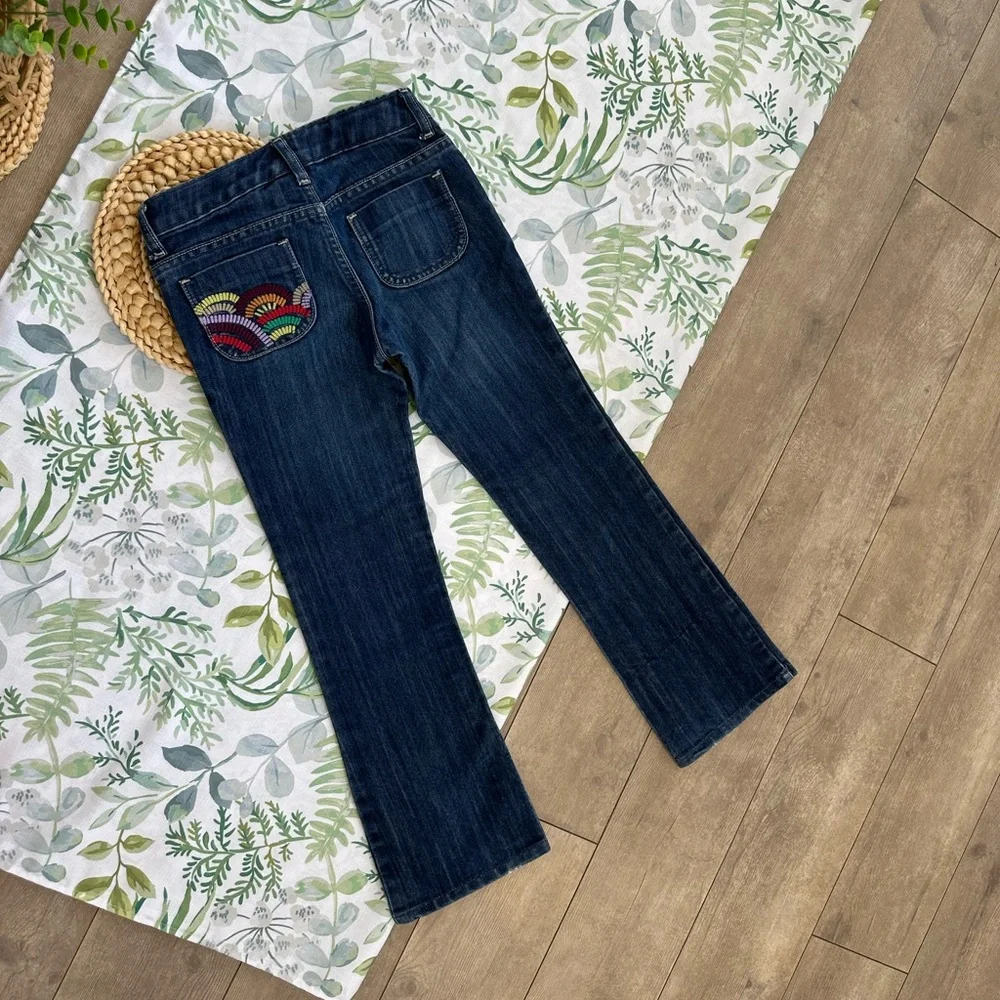 Old Navy Navy Boot-Cut Jeans with Multicolor Embroidery